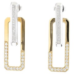 Natural White Round Diamond 0.90 Carat TW Gold Earrings