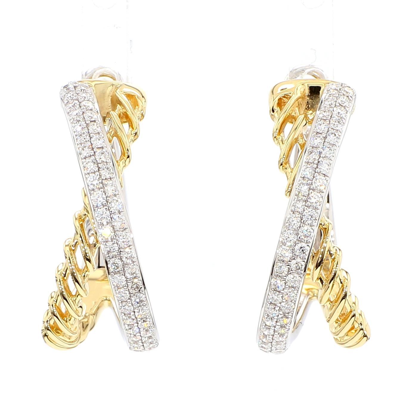 Contemporain Boucles d'oreilles en or ornées de diamants blancs ronds naturels de 0.90 carats TW en vente