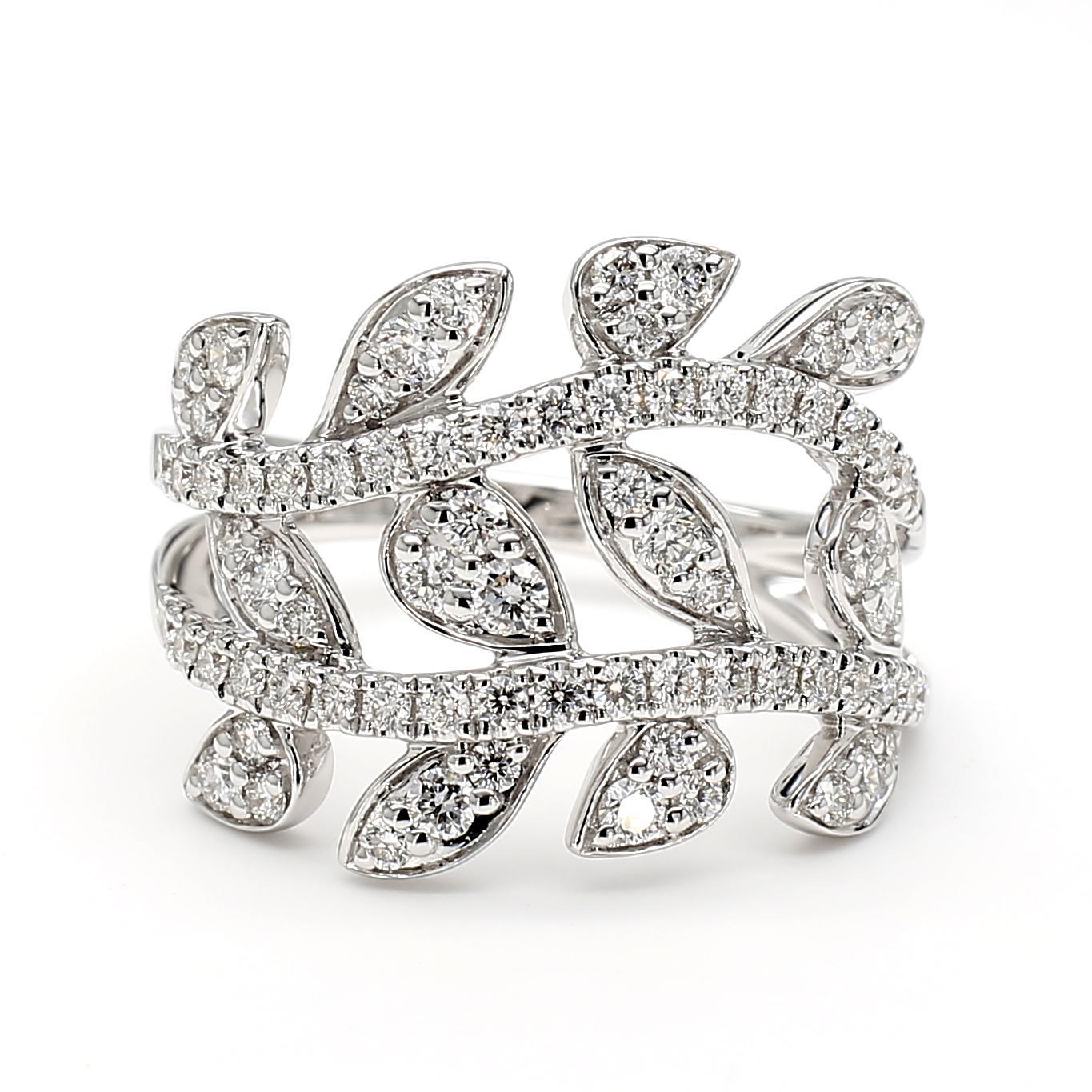Natural White Round Diamond 0.90 Carat TW White Gold Cocktail Ring (Zeitgenössisch) im Angebot