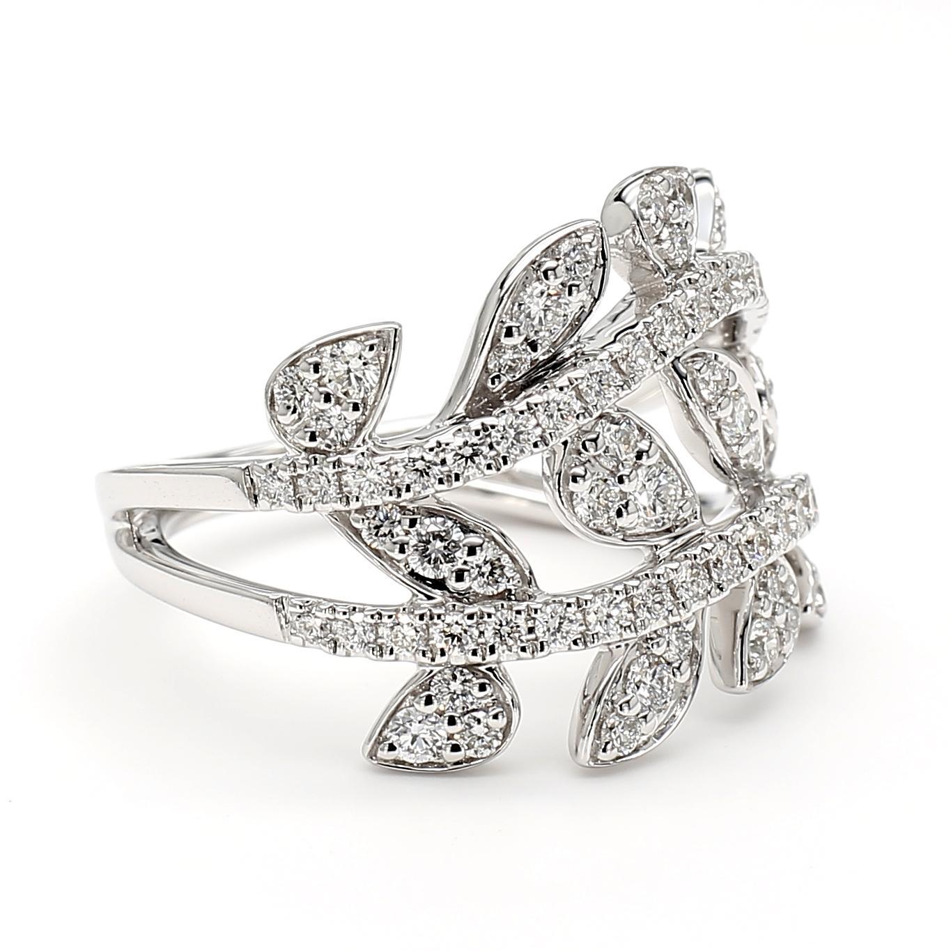 Natural White Round Diamond 0.90 Carat TW White Gold Cocktail Ring (Rundschliff) im Angebot