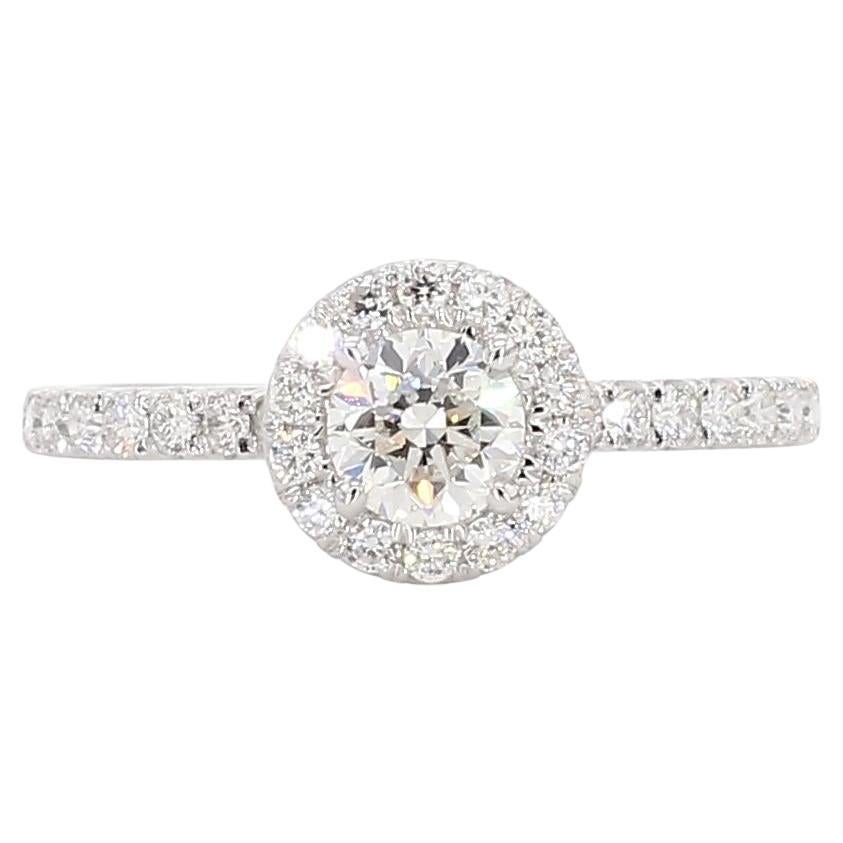 Natural White Round Diamond 0.90 Carat TW White Gold Engagement Ring