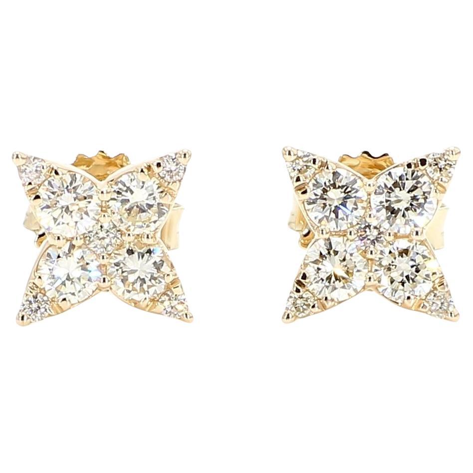 Pendientes de oro amarillo con diamante redondo blanco natural de 0.87 quilates TW