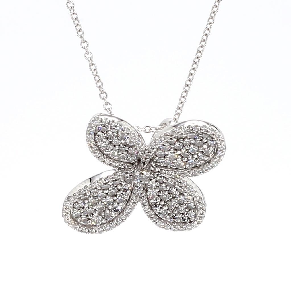 Contemporain Pendentif en or blanc avec diamant rond naturel de 0.96 carat TW en vente