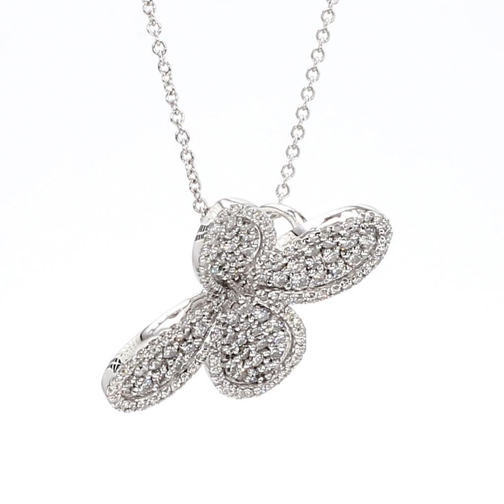 Taille ronde Pendentif en or blanc avec diamant rond naturel de 0.96 carat TW en vente