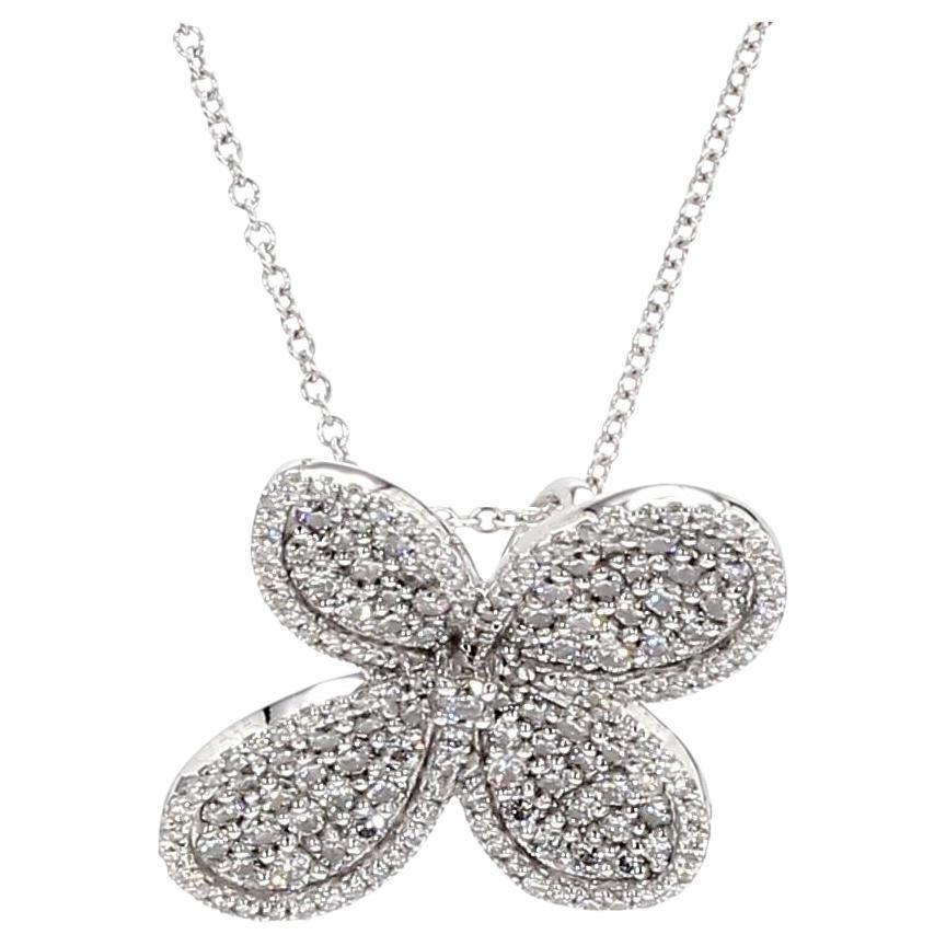 Colgante de gota de oro blanco con diamante redondo blanco natural de 0.96 quilates TW en venta