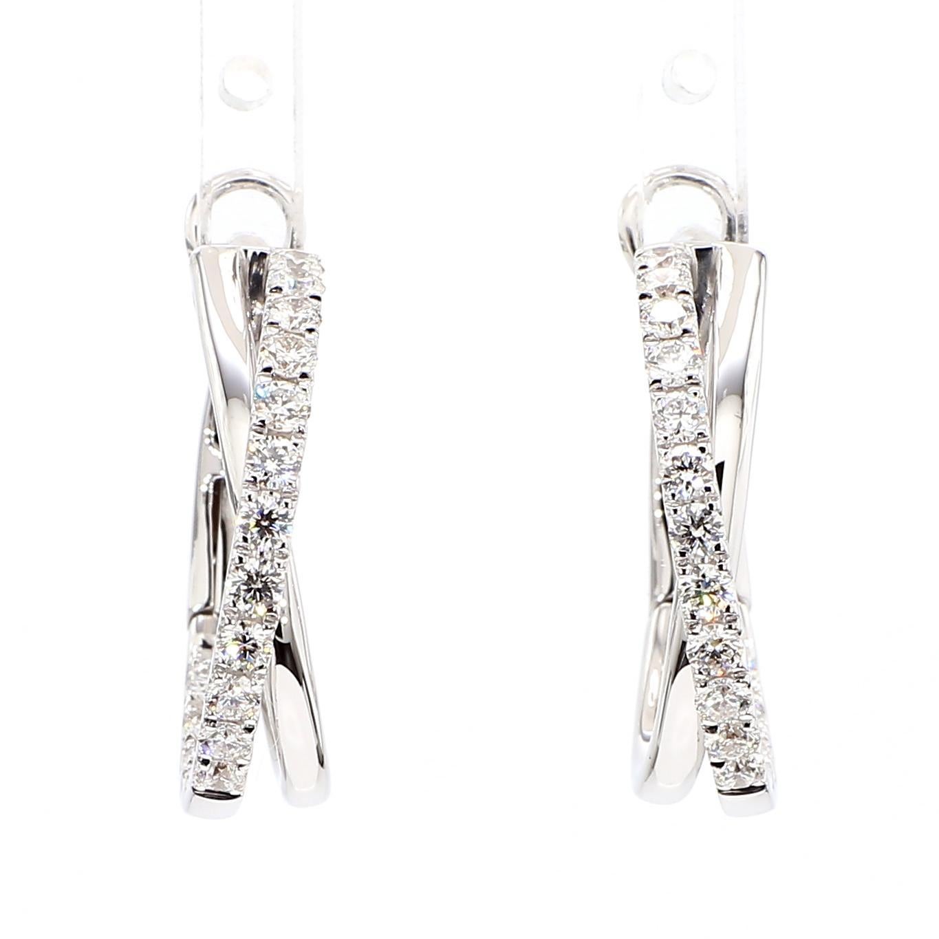 Contemporain Boucles d'oreilles en or blanc avec diamant blanc rond de 0.97 carat TW en vente