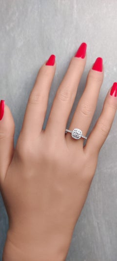 Natural White Round Diamond 1.00 Carat TW White Gold Cocktail Ring