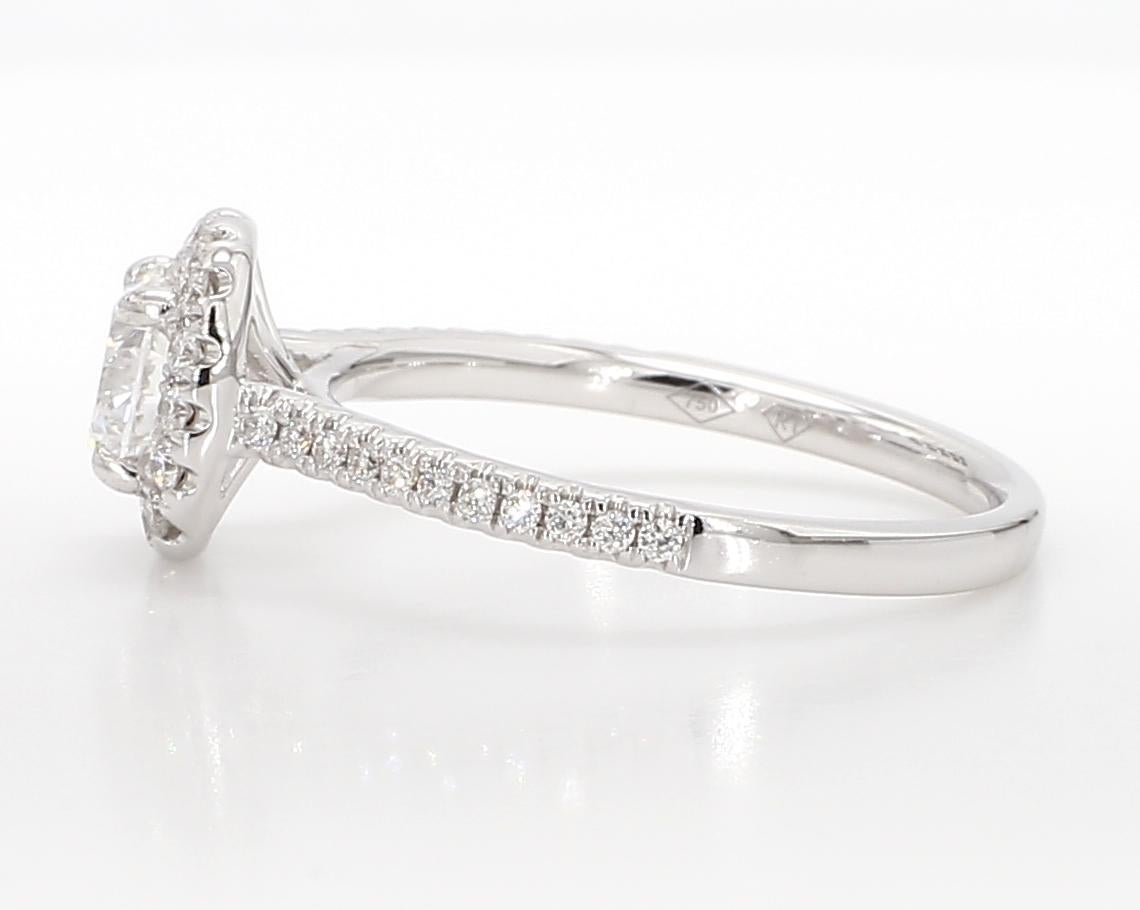 Round Cut Natural White Round Diamond 1.00 Carat TW White Gold Cocktail Ring For Sale