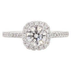 Natürlicher weißer runder Diamant 1.00 Karat TW Weißgold Cocktail-Ring
