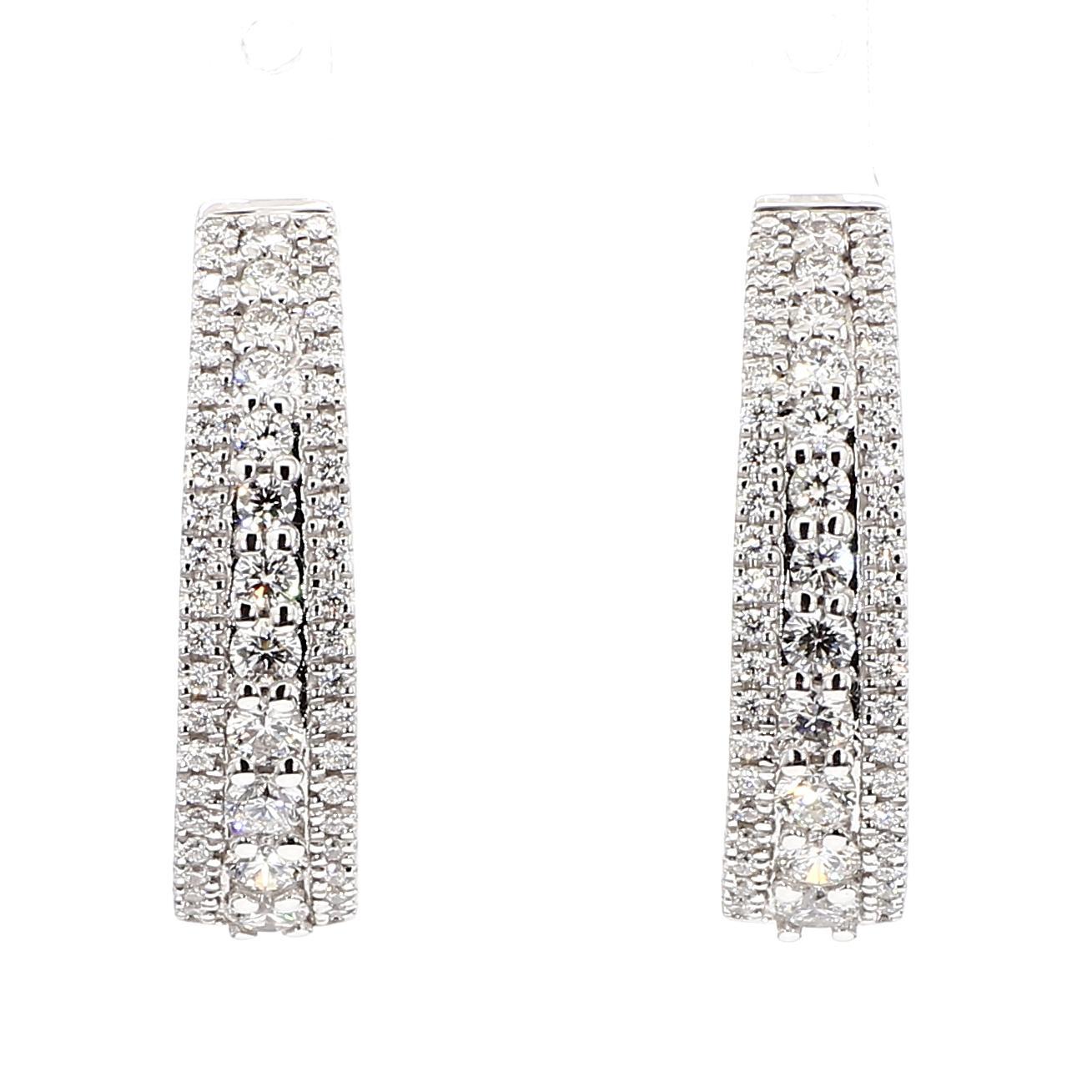 Contemporain Boucles d'oreilles en or blanc avec diamant blanc rond de 1.01 carat TW en vente