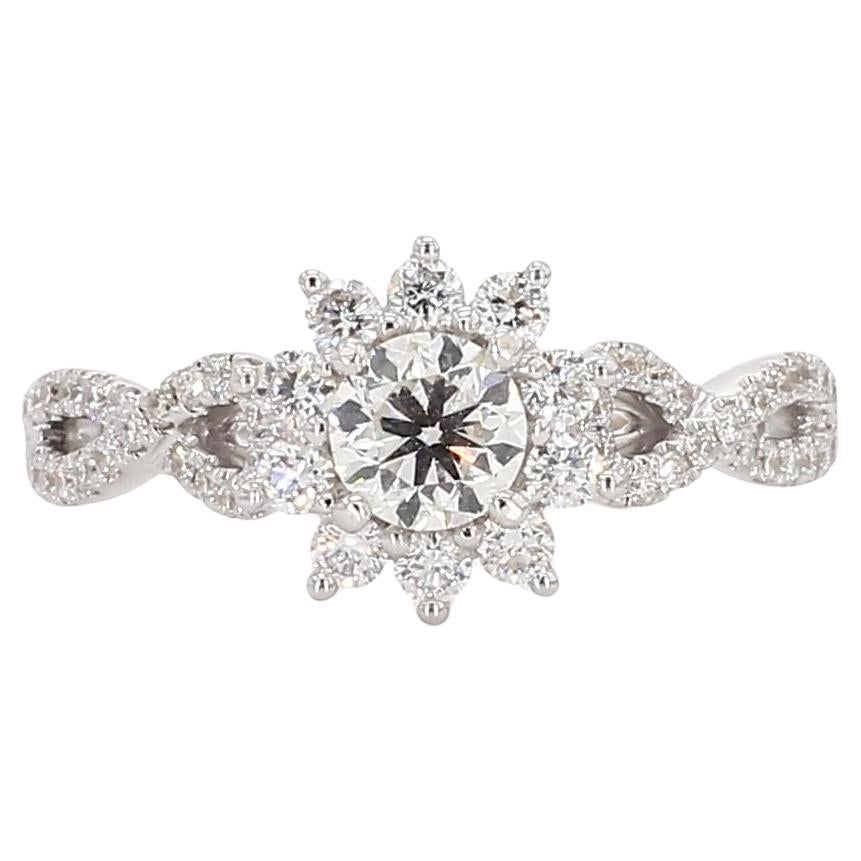 Natural White Round Diamond 1.03 Carat TW White Gold Engagement Ring