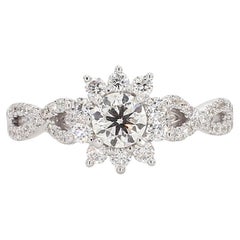 Natural White Round Diamond 1.03 Carat TW White Gold Engagement Ring