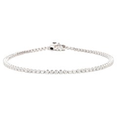 Natural White Round Diamond 1.04 Carat TW White Gold Tennis Bracelet