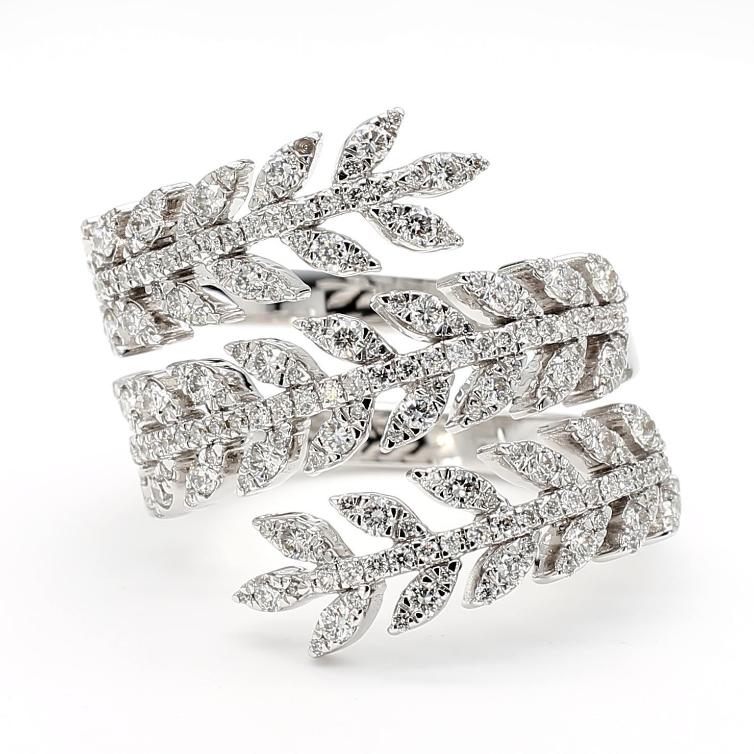 Natürlicher weißer runder Diamant 1.05 Karat TW Weißgold Cocktail-Ring (Zeitgenössisch) im Angebot