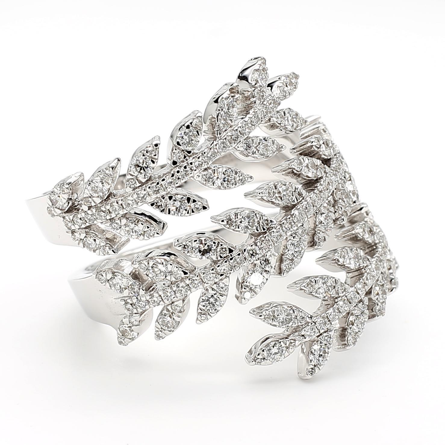 Natürlicher weißer runder Diamant 1.05 Karat TW Weißgold Cocktail-Ring (Rundschliff) im Angebot