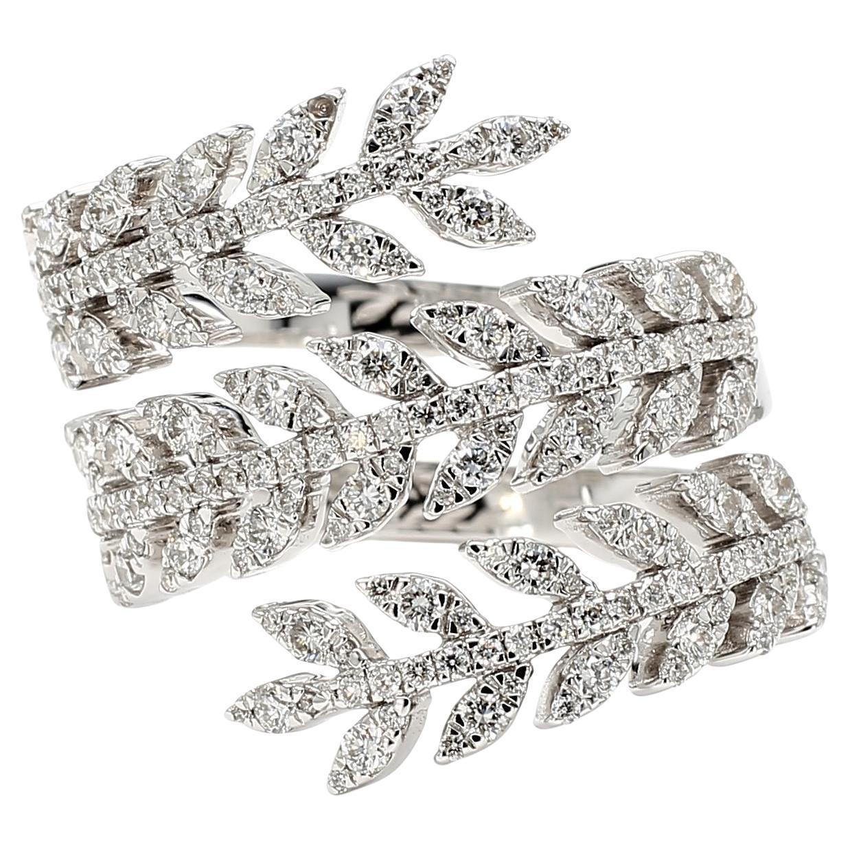 Natürlicher weißer runder Diamant 1.05 Karat TW Weißgold Cocktail-Ring