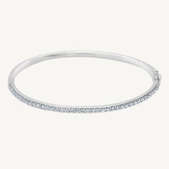 Natural White Round Diamond 1.06 Carat TW White Gold Bracelet