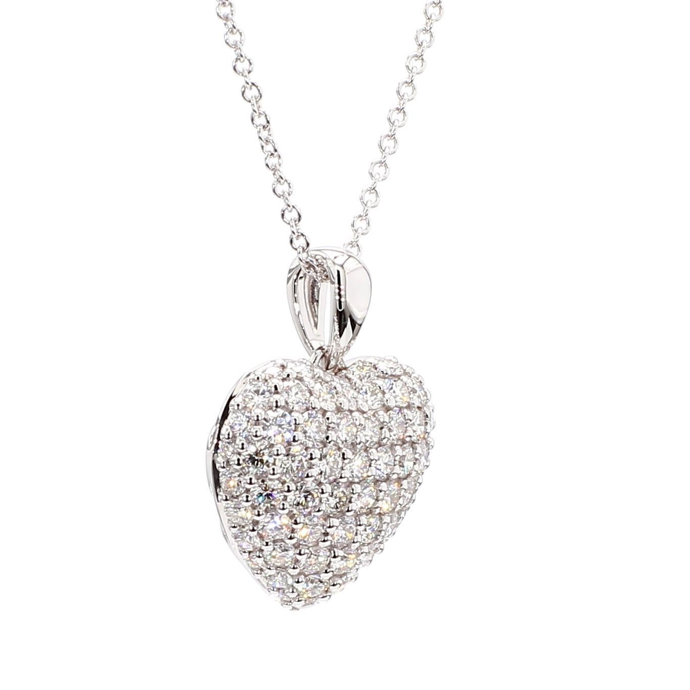 Contemporain Pendentif en or blanc avec diamant rond naturel de 1.08 carat TW en vente