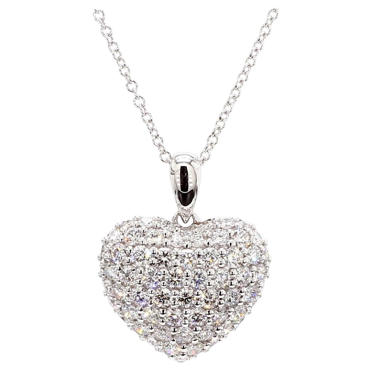Ciondolo a goccia in oro bianco con diamante tondo naturale da 1.08 carati TW