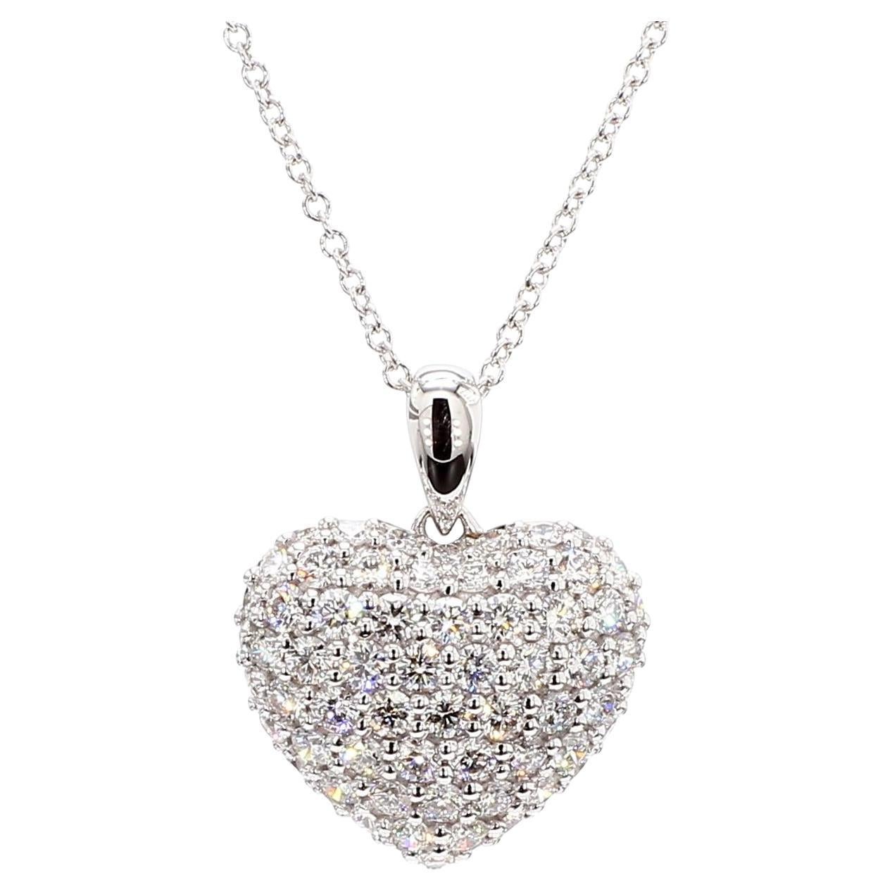 Ciondolo a goccia in oro bianco con diamante tondo naturale da 1.08 carati TW in vendita