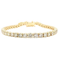 Bracciale tennis in oro giallo con diamante tondo bianco naturale da 10.95 carati TW