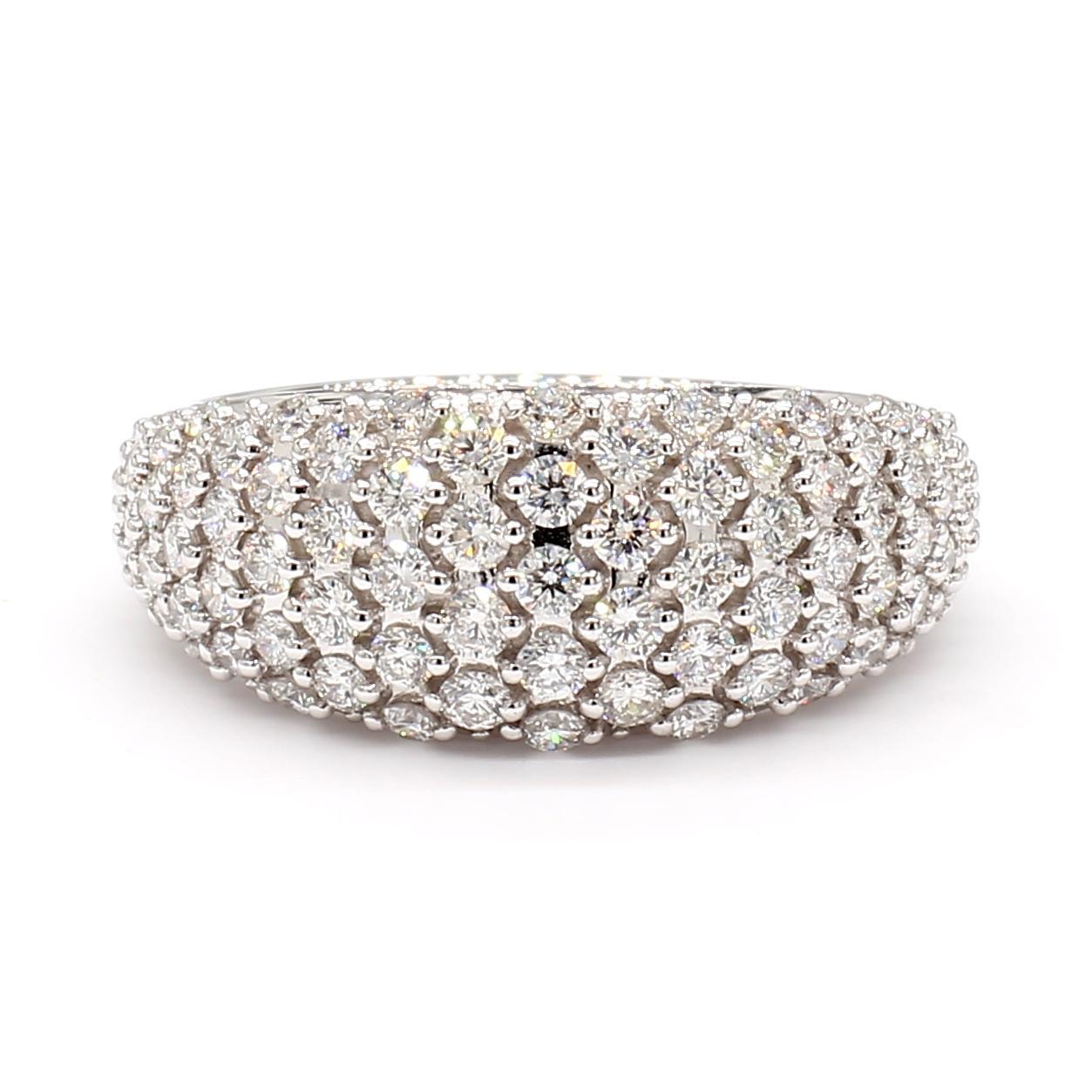 Cocktailring, natürlicher weißer runder Diamant 1.13 Karat TW Weißgold (Zeitgenössisch) im Angebot