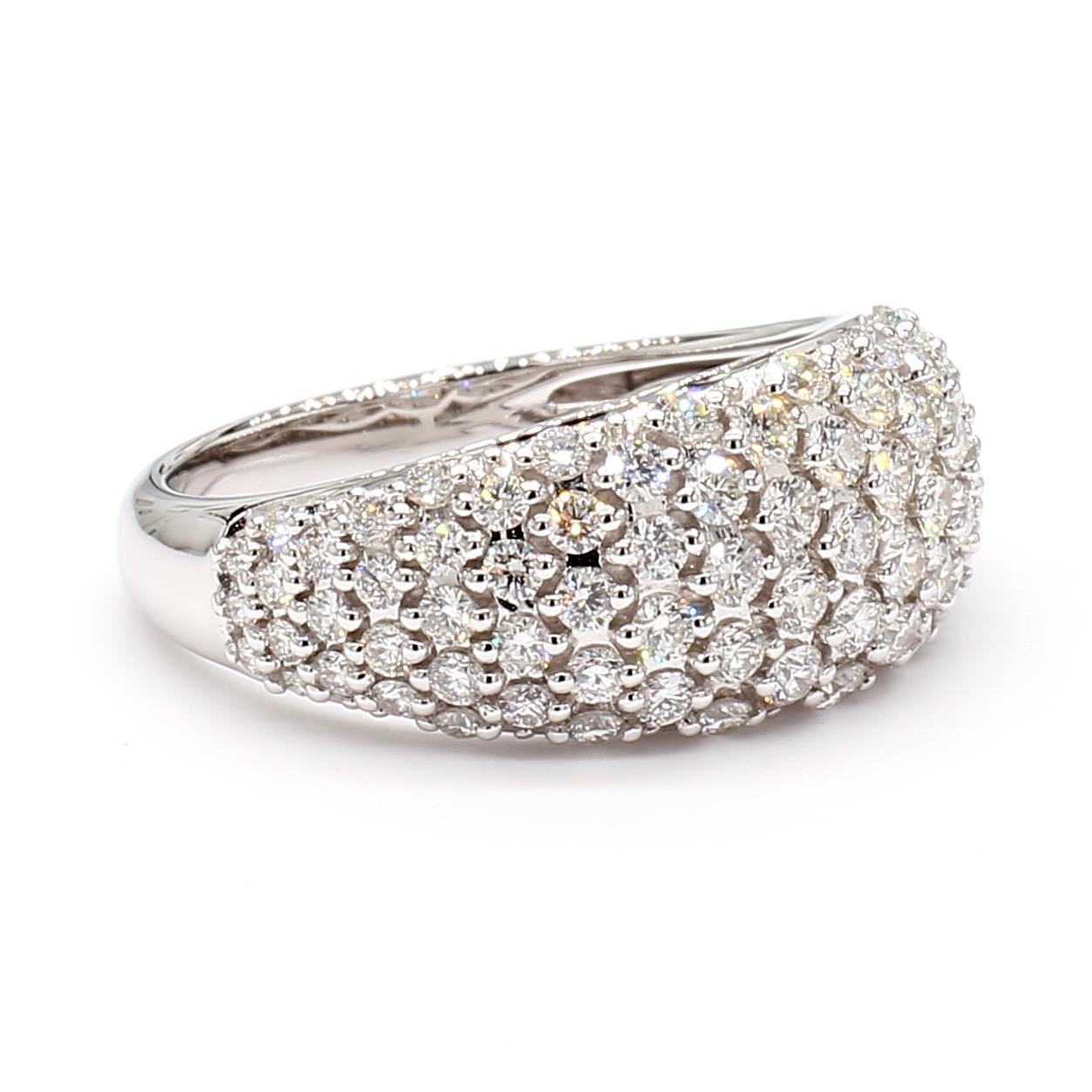 Cocktailring, natürlicher weißer runder Diamant 1.13 Karat TW Weißgold (Rundschliff) im Angebot
