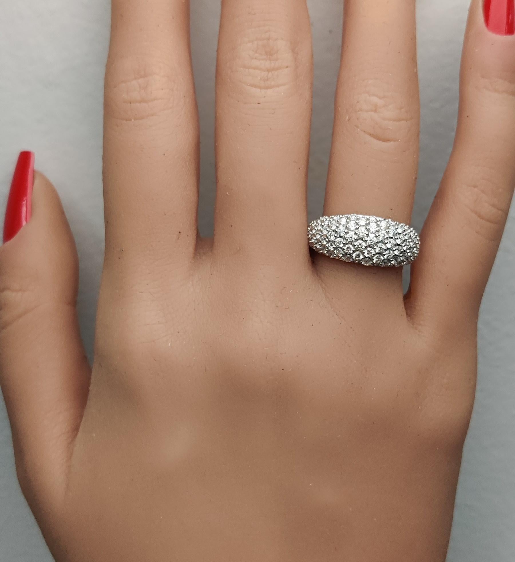Cocktailring, natürlicher weißer runder Diamant 1.13 Karat TW Weißgold im Zustand „Neu“ im Angebot in New York, NY