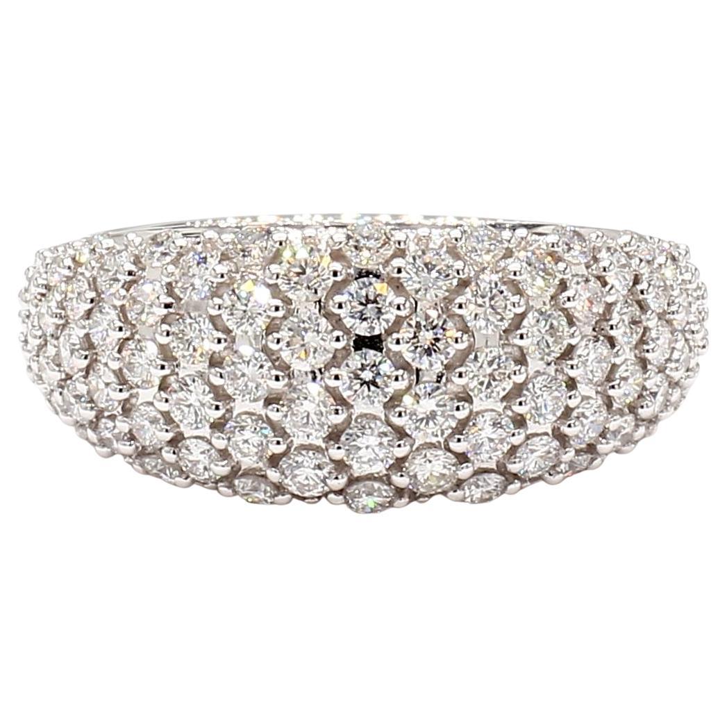 Natural White Round Diamond 1.13 Carat TW White Gold Cocktail Band