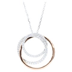 Natural White Round Diamond 1.14 Carat TW Gold Pendant