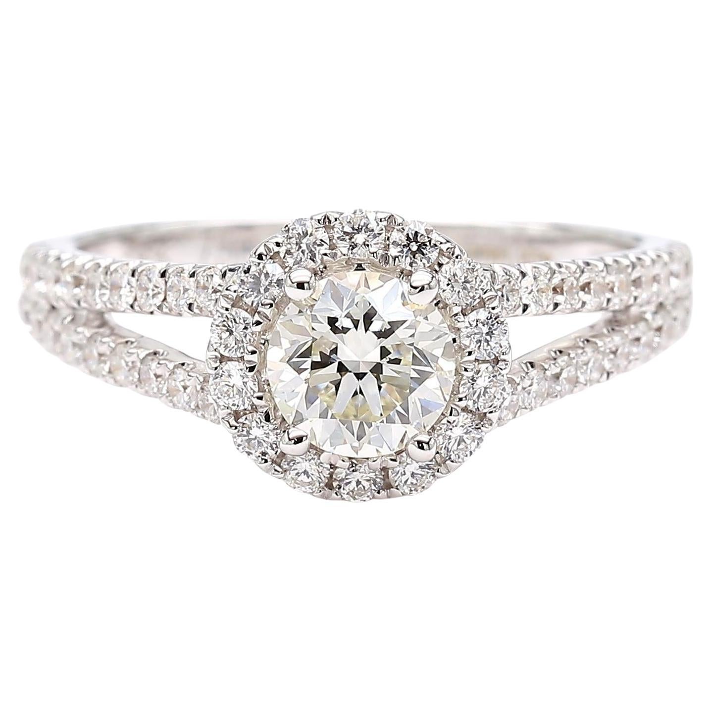 Natural White Round Diamond 1.15 Carat TW White Gold Engagement Ring