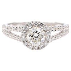Anillo de compromiso de oro blanco con diamante redondo blanco natural de 1.15 quilates TW