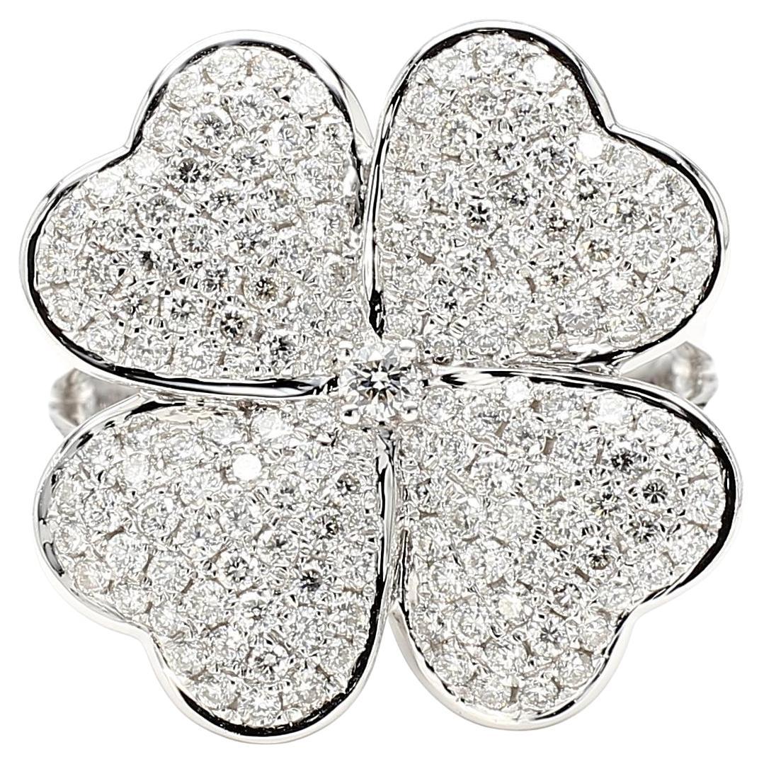 Natural White Round Diamond 1.16 Carat TW White Gold Cocktail Ring