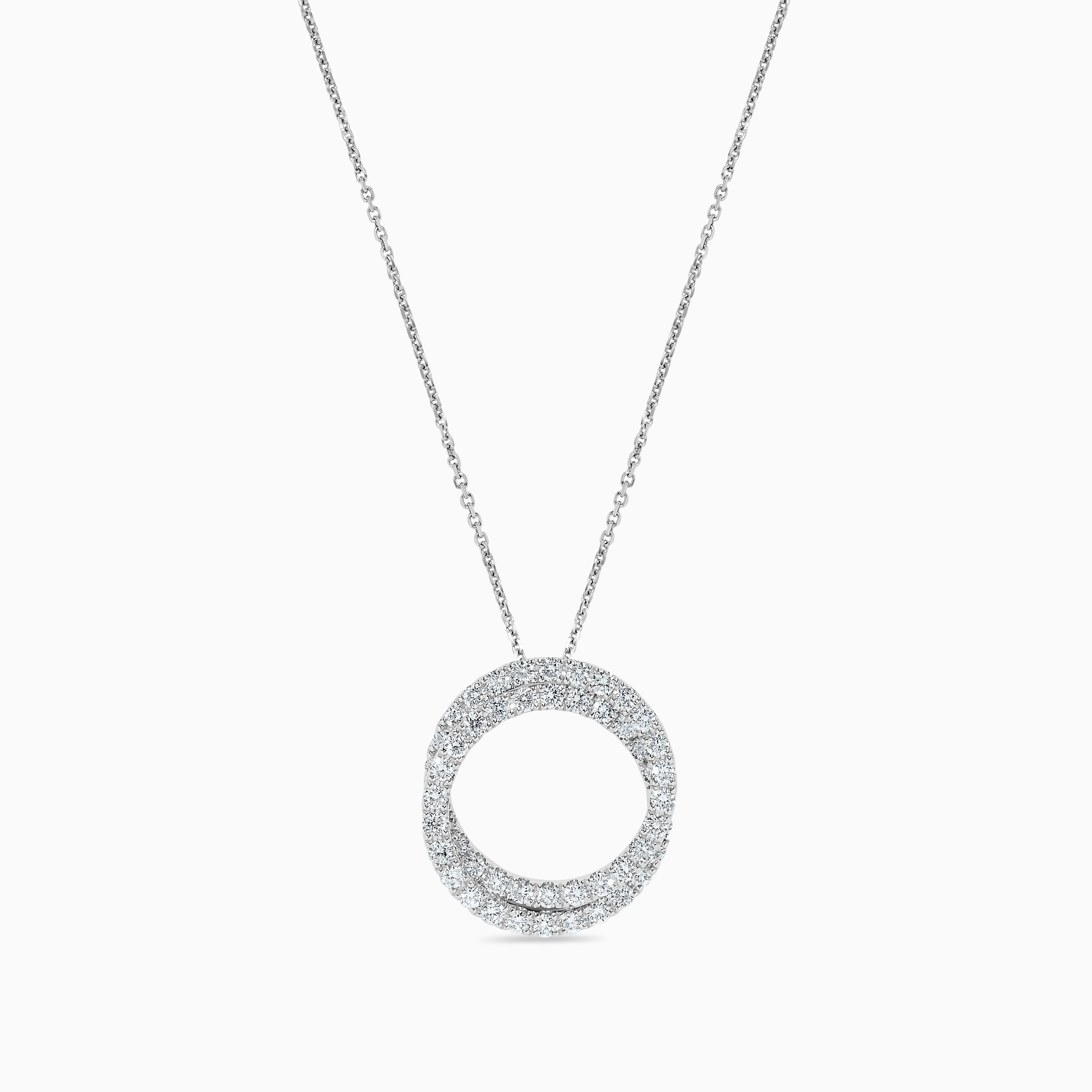 Contemporary Natural White Round Diamond 1.20 Carat TW White Gold Drop Pendant For Sale