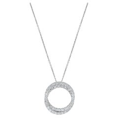 Ciondolo a goccia in oro bianco con diamante tondo naturale da 1.20 carati TW