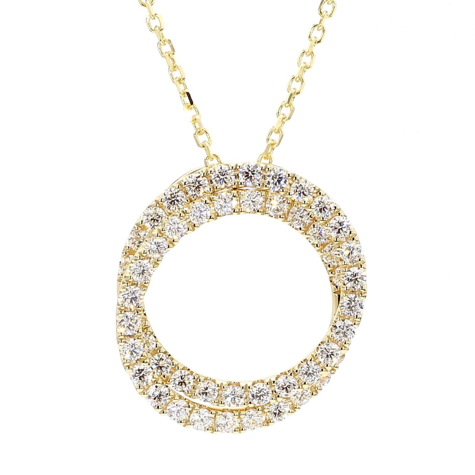 Contemporain Pendentif en or jaune avec diamants ronds blancs naturels de 1.20 carat poids total en vente