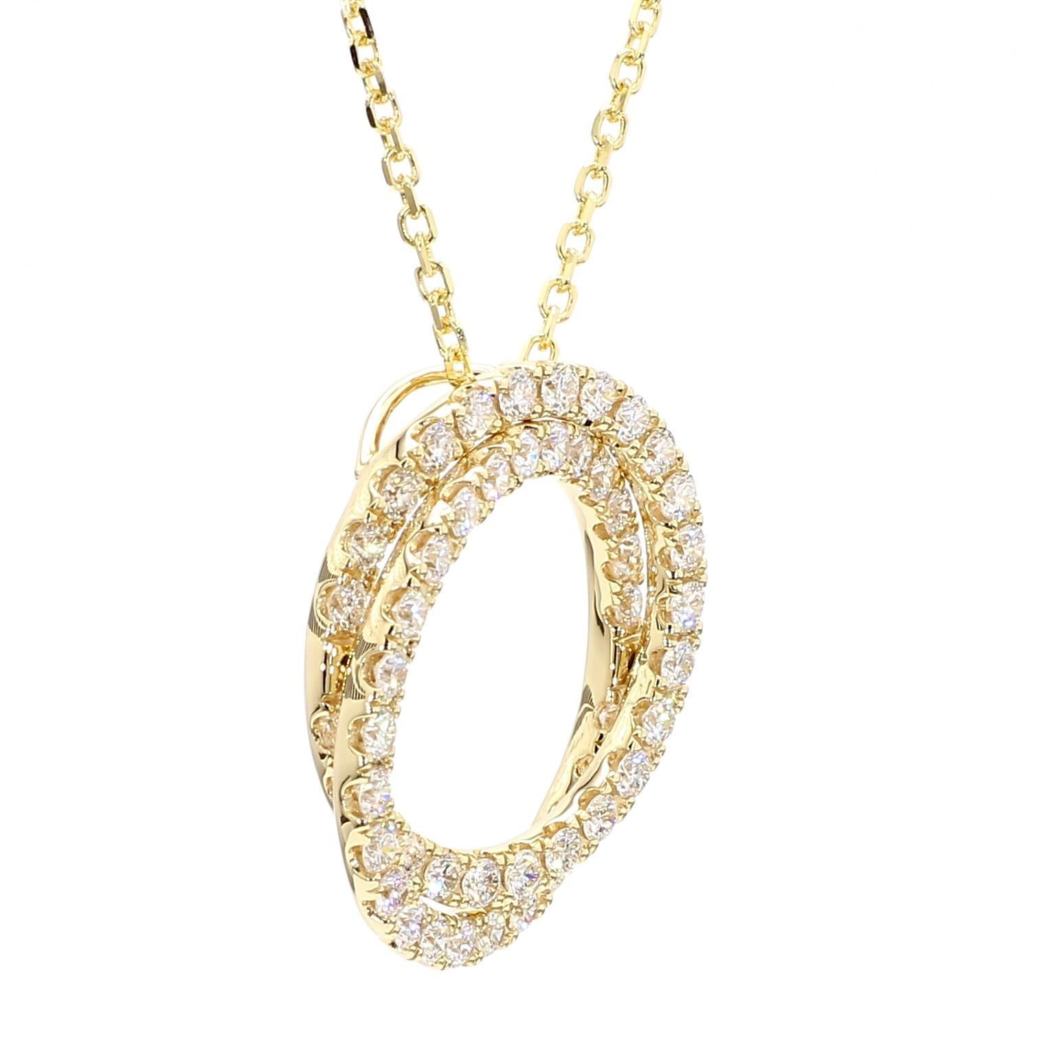 Taille ronde Pendentif en or jaune avec diamants ronds blancs naturels de 1.20 carat poids total en vente