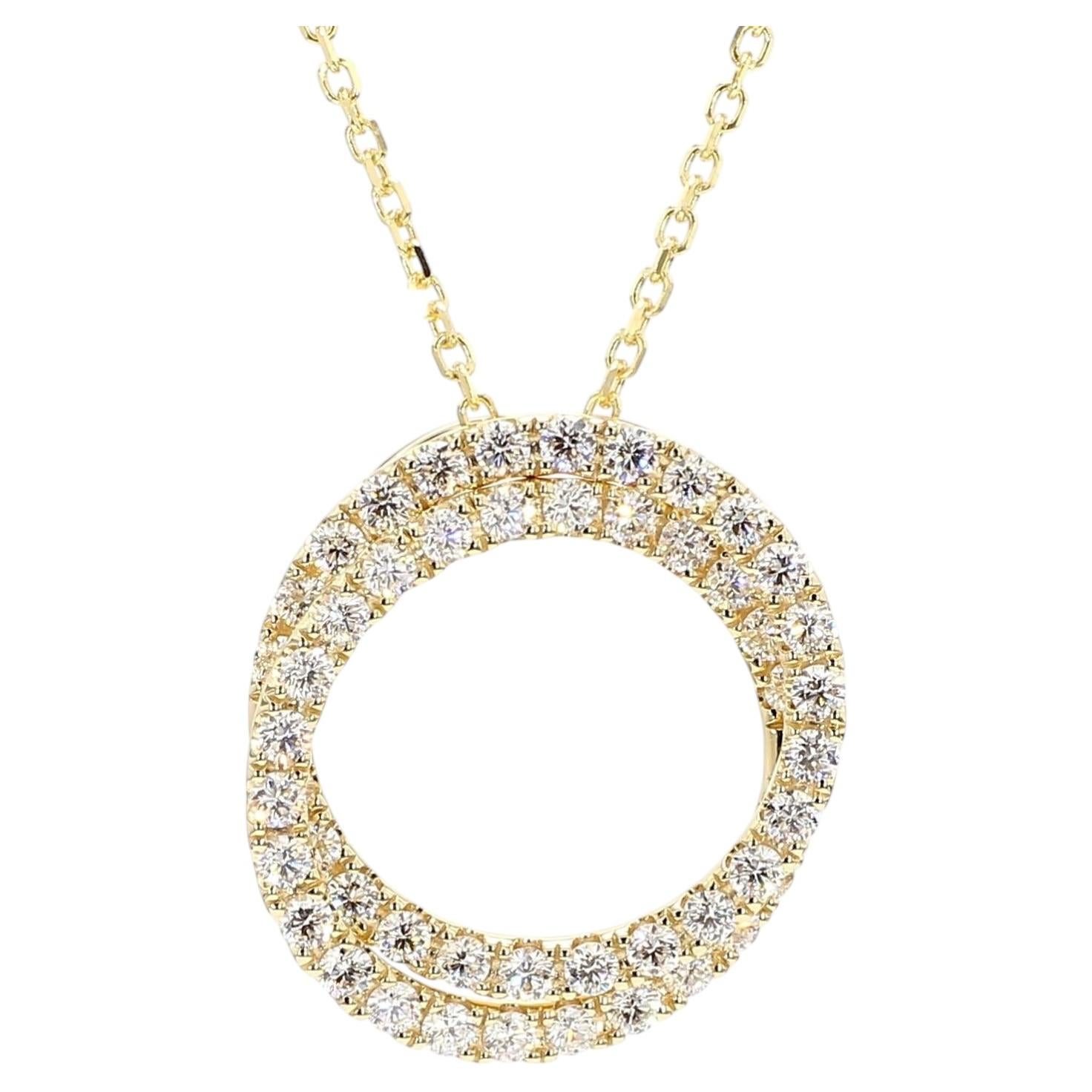 Natural White Round Diamond 1.20 Carat TW Yellow Gold Drop Pendant