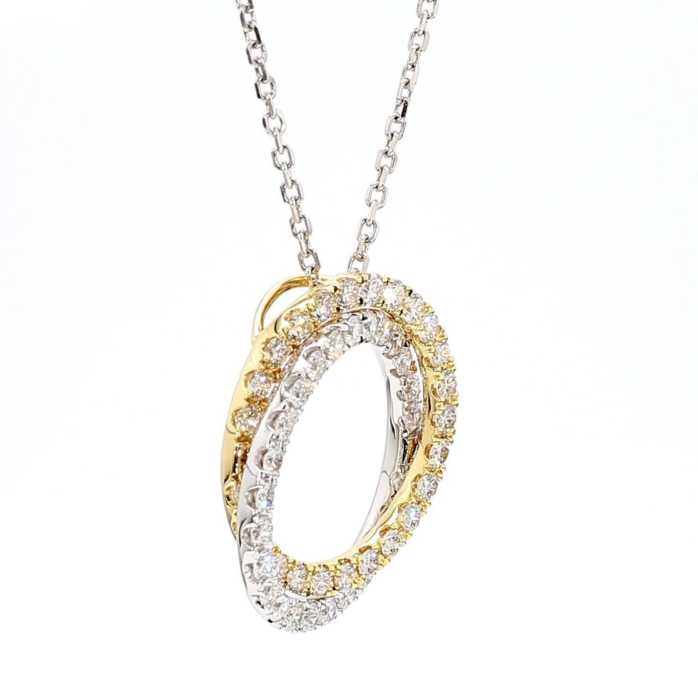 Taille ronde Pendentif en or blanc naturel de 1.27 carat poids total en vente