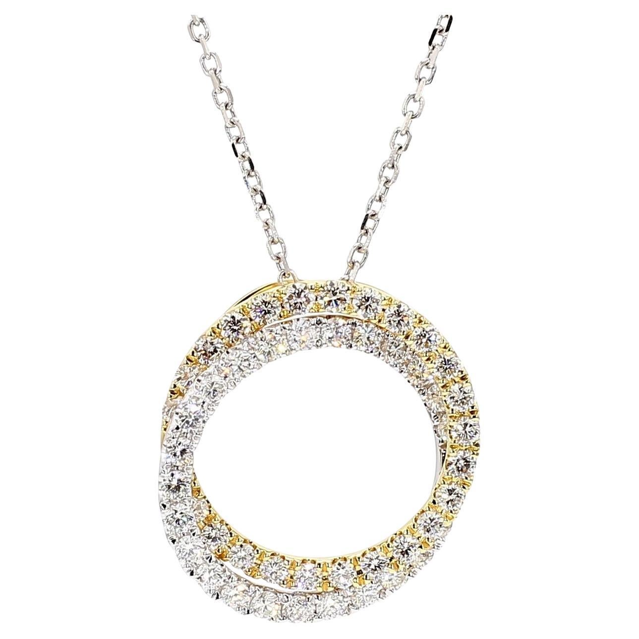 Ciondolo a goccia in oro con diamante tondo bianco naturale da 1.27 carati TW