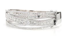 Bracelet manchette en or avec diamant rond blanc naturel de 13,16 carats TW