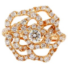 Bague cocktail en or rose avec diamants ronds naturels de 1.33 carat poids total
