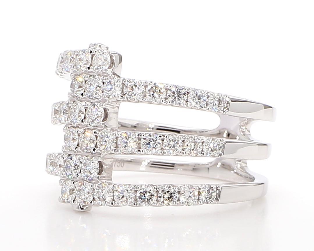Contemporary Natural White Round Diamond 1.35 Carat TW White Gold Cocktail Band For Sale