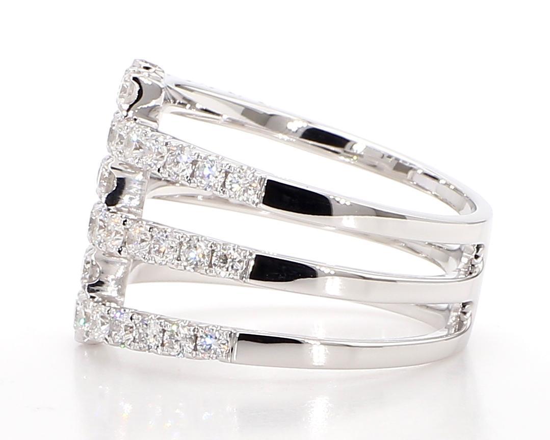 Round Cut Natural White Round Diamond 1.35 Carat TW White Gold Cocktail Band For Sale