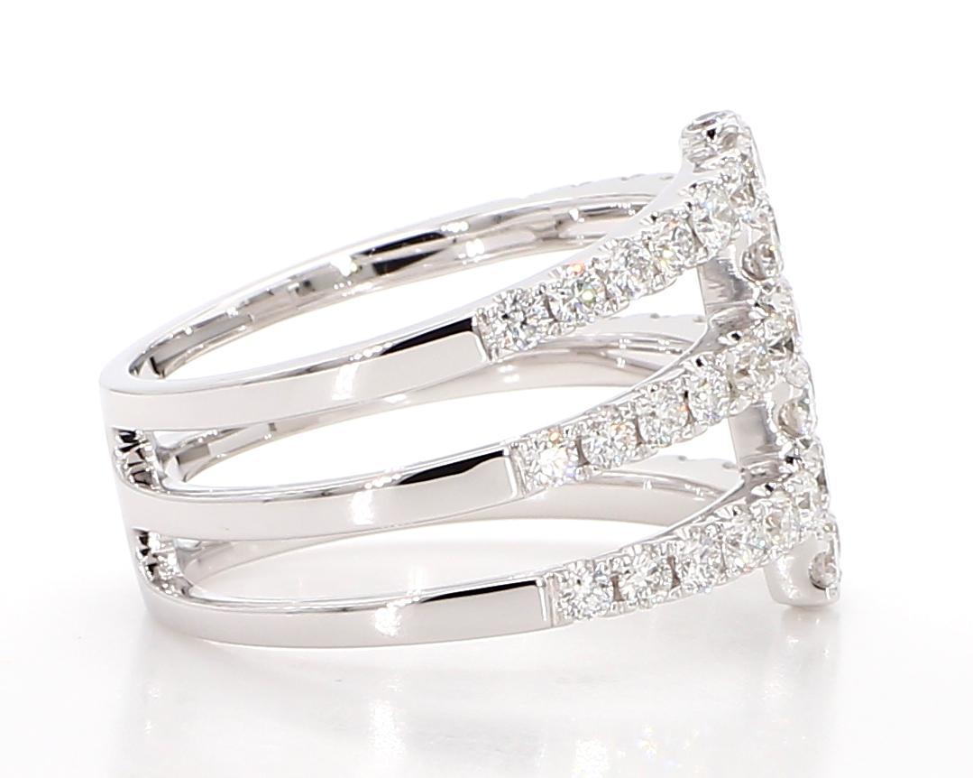 Natural White Round Diamond 1.35 Carat TW White Gold Cocktail Band For Sale 1