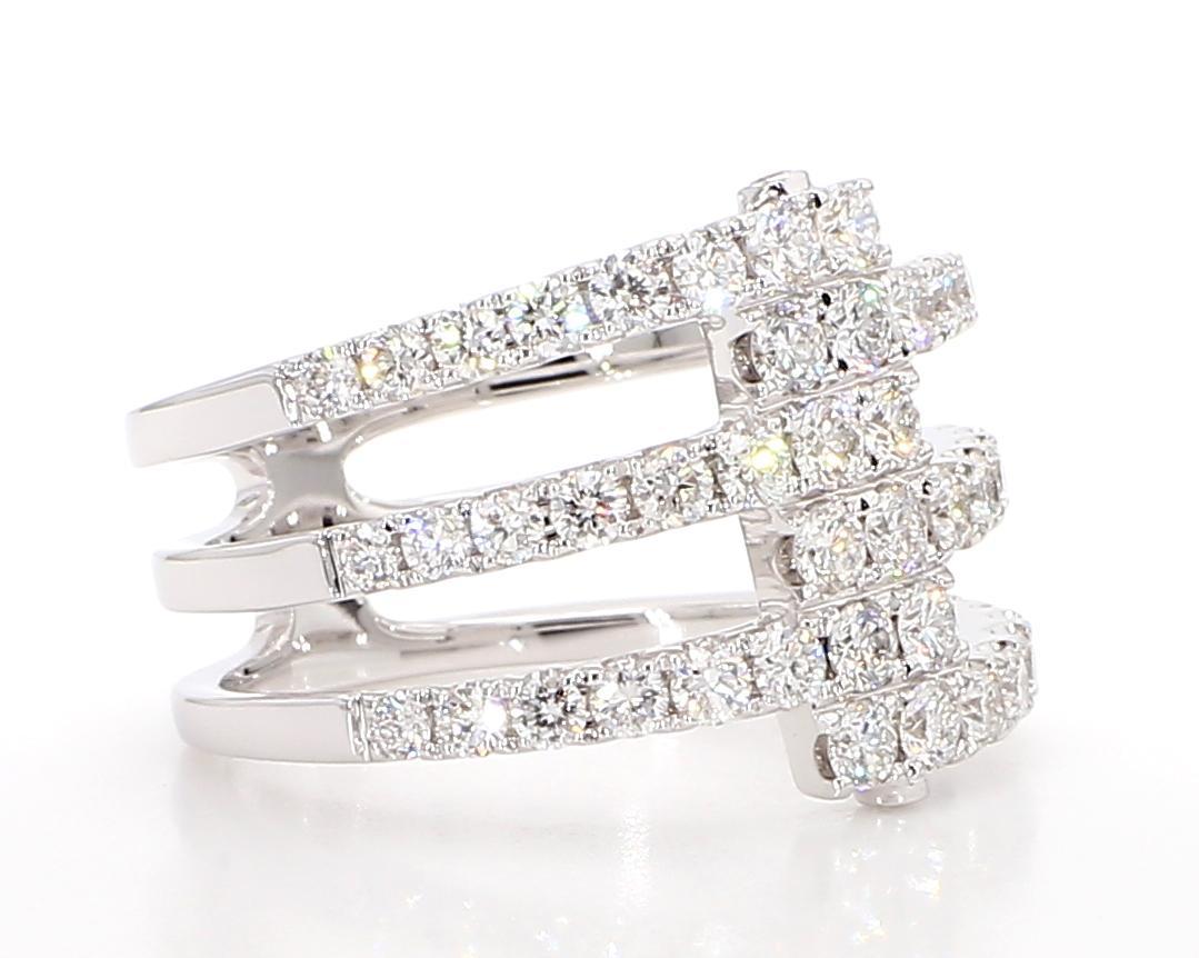 Natural White Round Diamond 1.35 Carat TW White Gold Cocktail Band For Sale 2