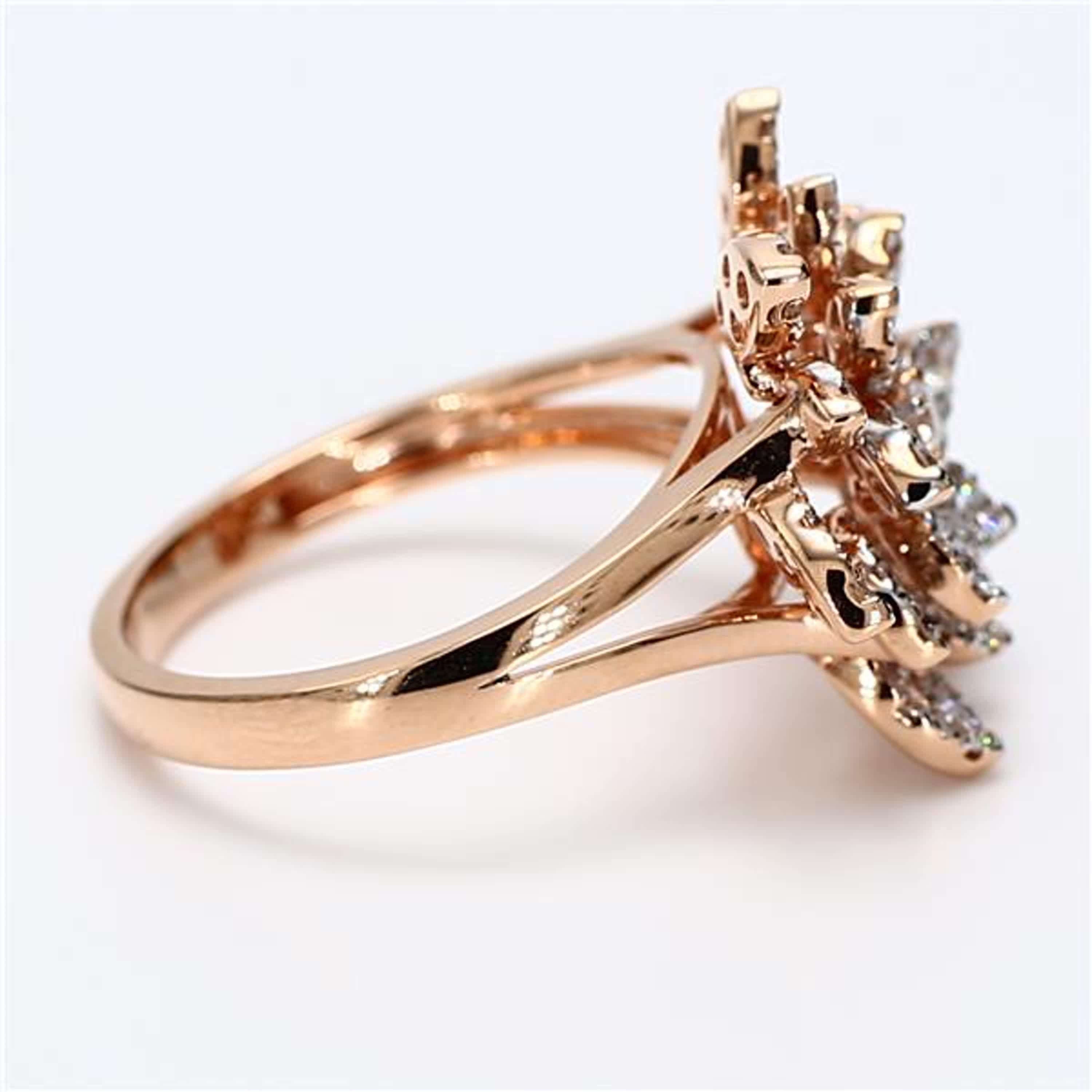 Women's Natural White Round Diamond 1.36 Carat TW Rose Gold Cocktail Ring For Sale