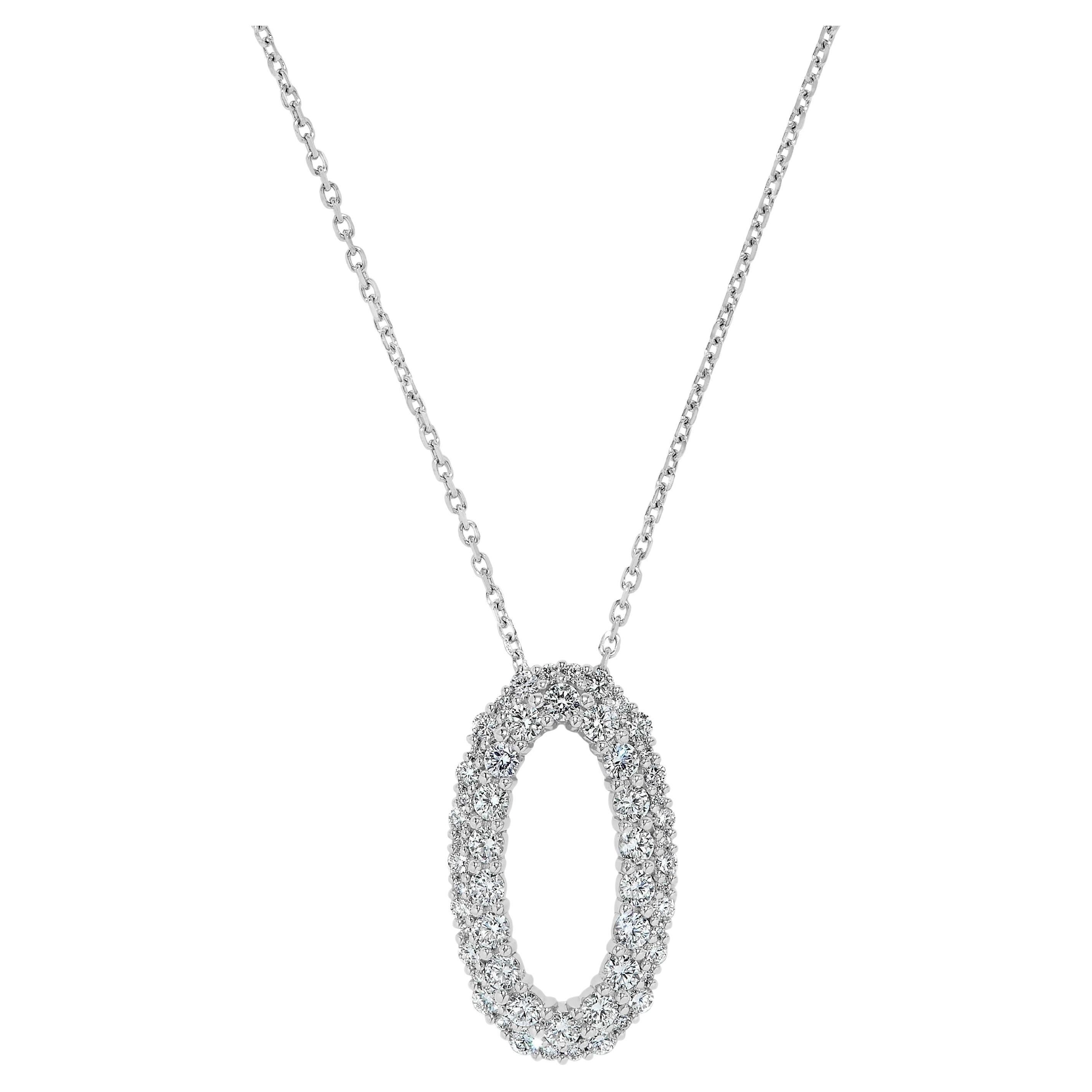 Pendentif en or blanc avec diamant rond naturel de 1.44 carat TW