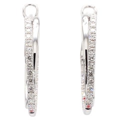 Pendientes de lazo de oro blanco con diamante redondo blanco natural de 1.45 quilates TW
