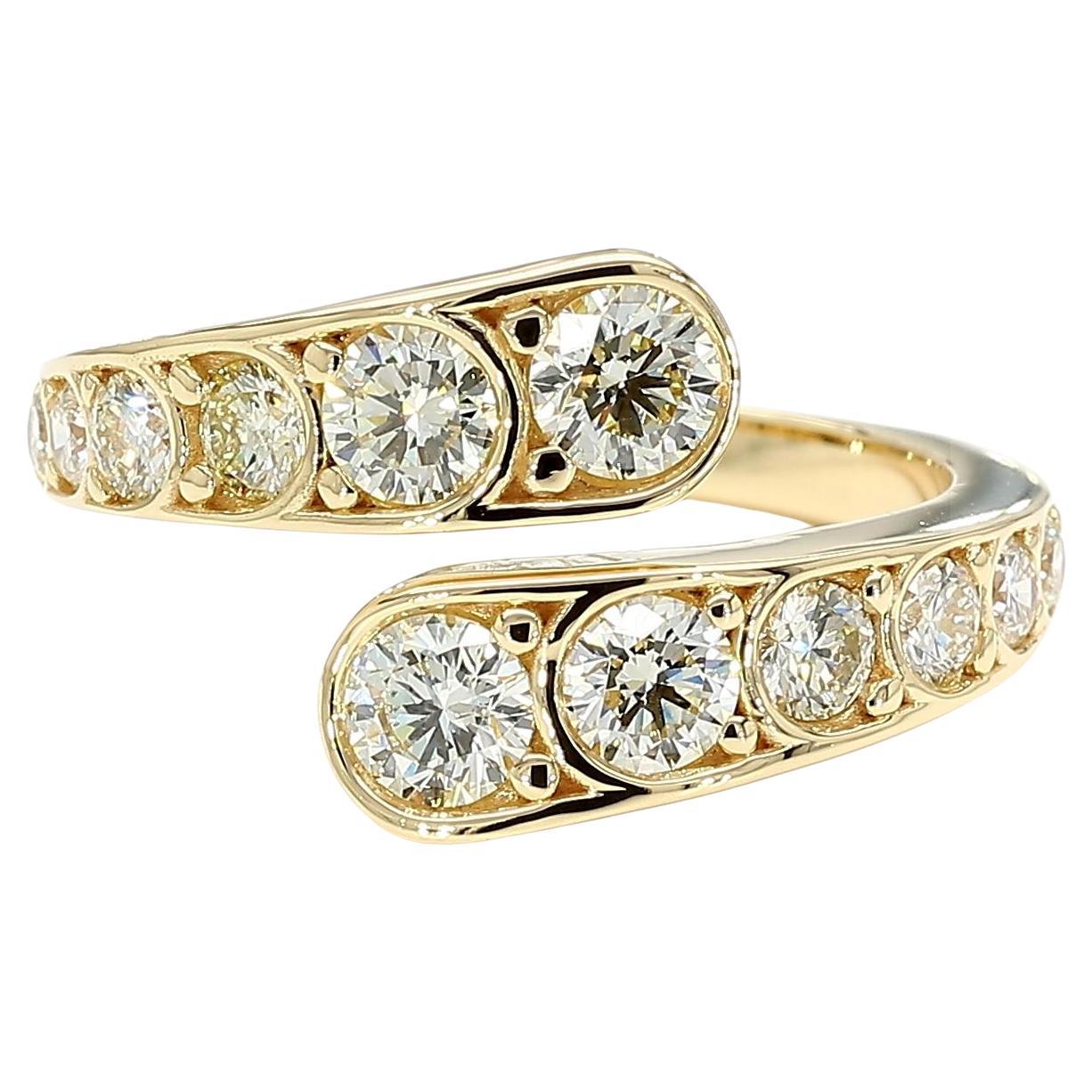 Cocktailring, natürlicher weißer runder Diamant 1.47 Karat TW Gelbgold